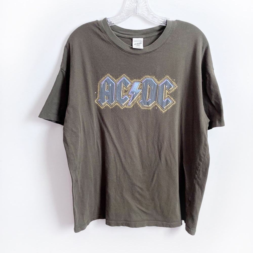 American Eagle band t-shirt green olive AC/DC short sleeves cotton logo - Picture 1 of 7